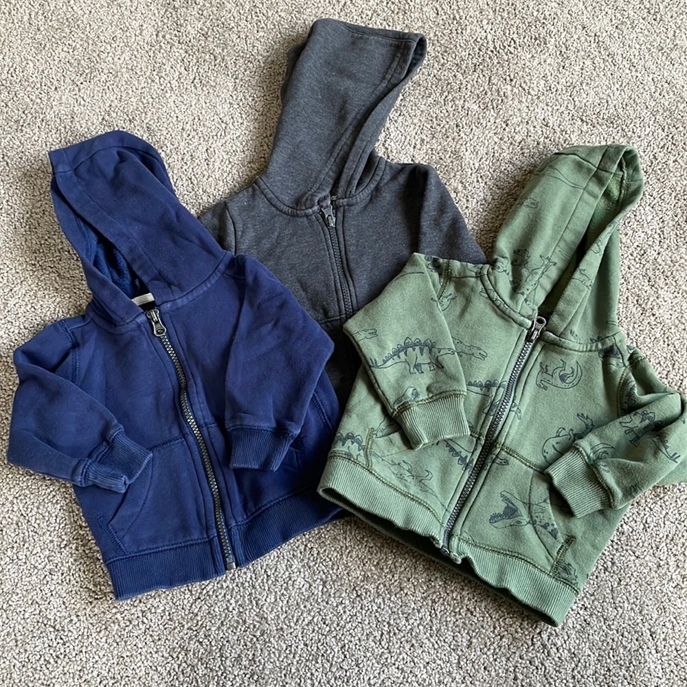 Toddler Hoodie Long sleeve Zip up Bundle 12M
